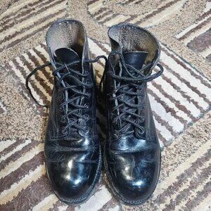 Vintage 1988 Black Leather Steel Toe Combat Boots